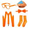English Engineer Cosplay Costume For Kids Orange Straps Glasses Bow Tie Kit Set Party Dress Up Educational Accessories
