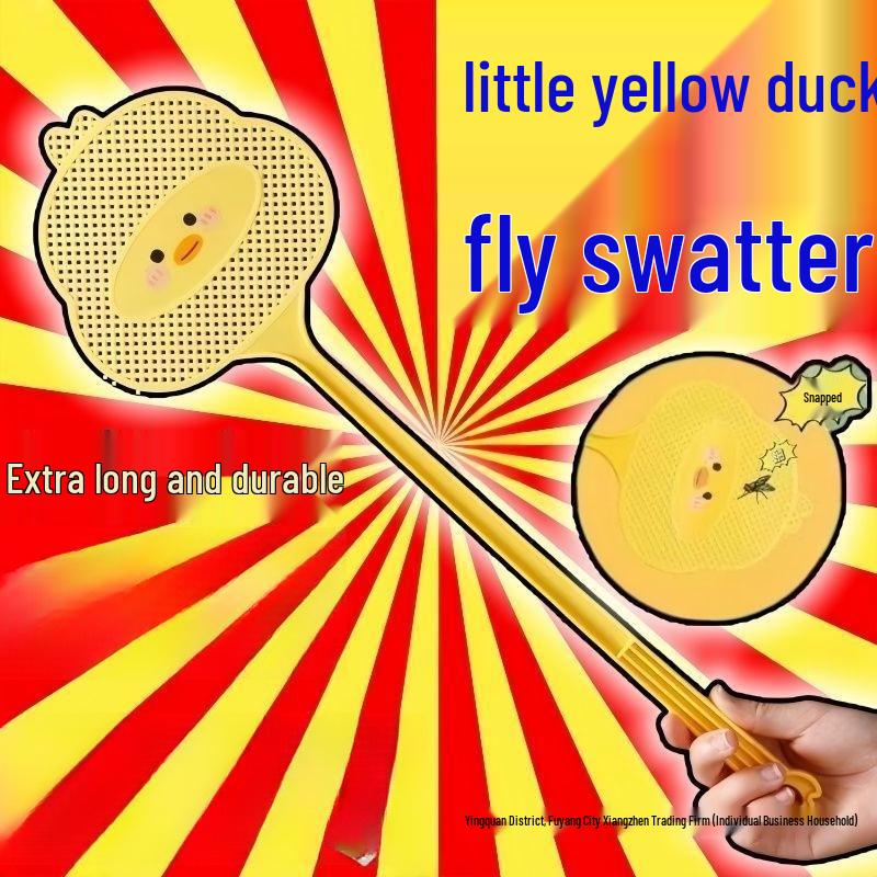 Durable Cartoon Fly Swatter with Extended Handle - Large, Unbreakable Plastic for Home Use