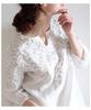 Sawa la mode Botanical Leaf Embroidered Linen White á Top, Women's, mode-6296 F,