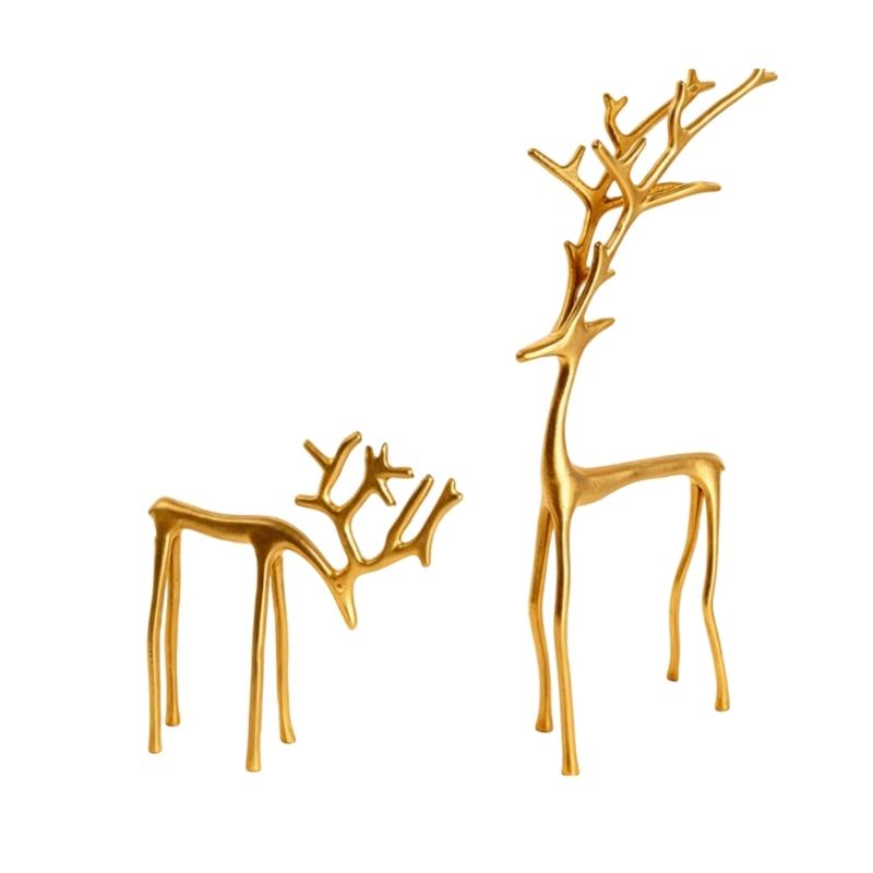 

Festival Golden Reindeer Sculpture Metal Holiday Ornament Premium Home Decoration For Christmas Celebration