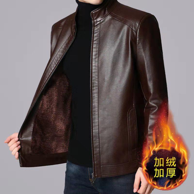 Haining leather jacket men's sheepskin winter fur integrated jacket middle-aged leather jacket dad wear leak clearance