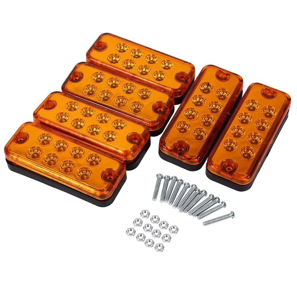 6pcs 8 LED Clearance Side Marker Light Indicator Lamp Truck Trailer Lorry Yellow