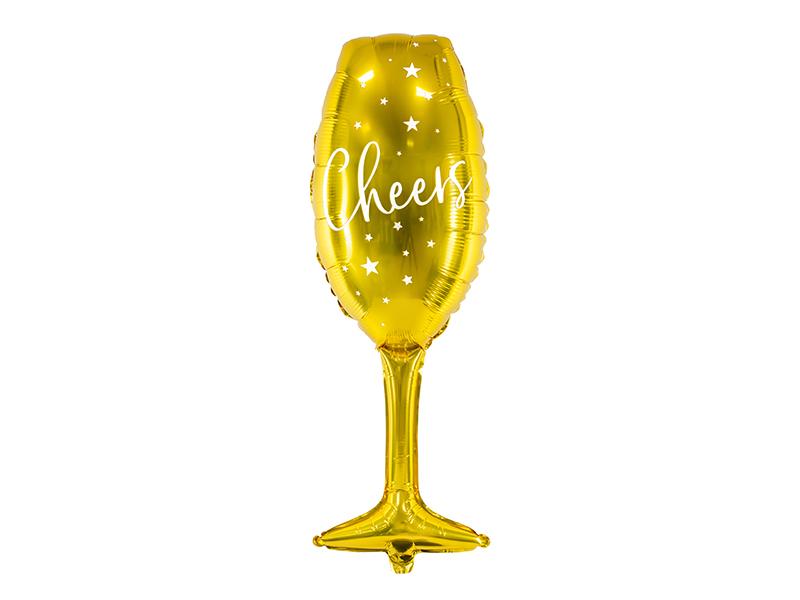 Foil Balloon Glass 28X80Cm Gold 1 Piece