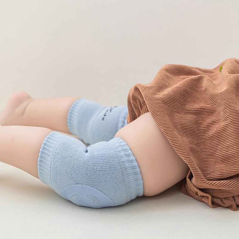 Smiley Face Baby Knee and Elbow Pads - Summer Terry Cloth Warmers for Crawling and Walking