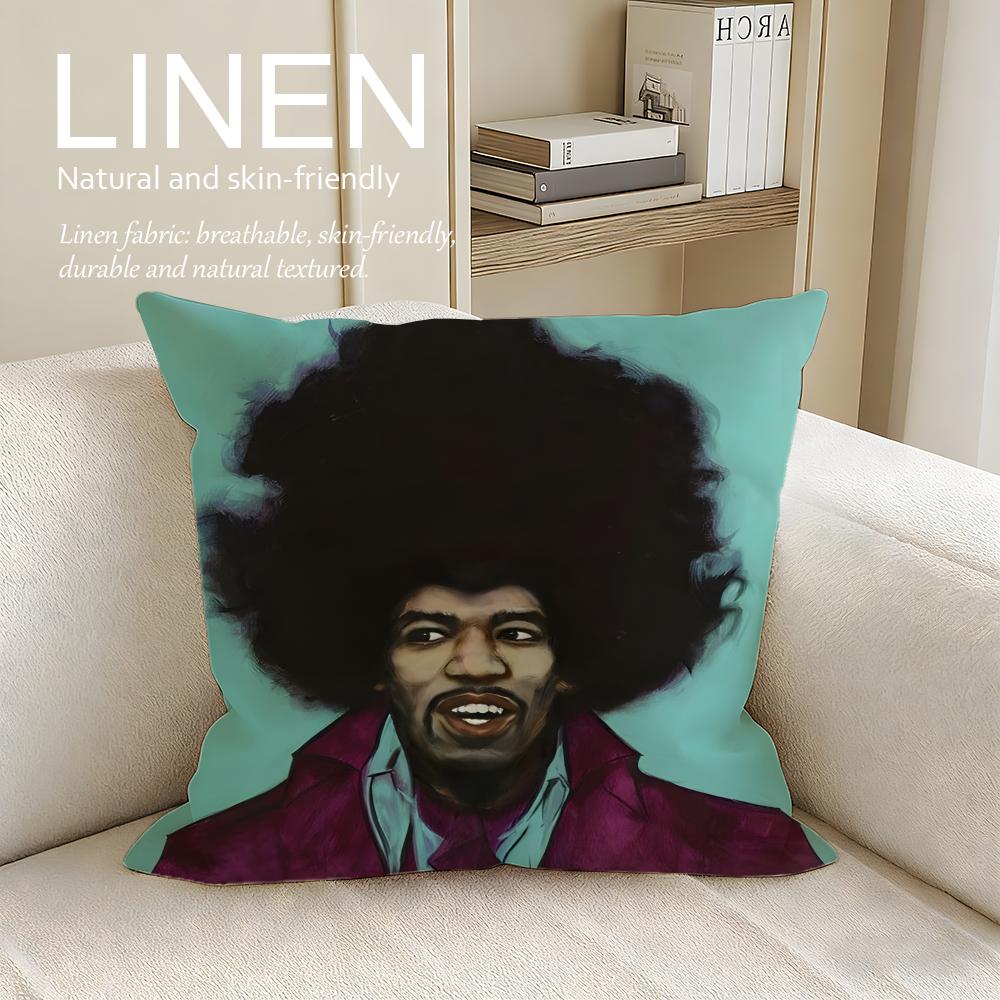 Music singer JJimi Hendrix Cushion Cover Pillowcase Set Pcs x x Breathable Washable Sofa Cushion Cover