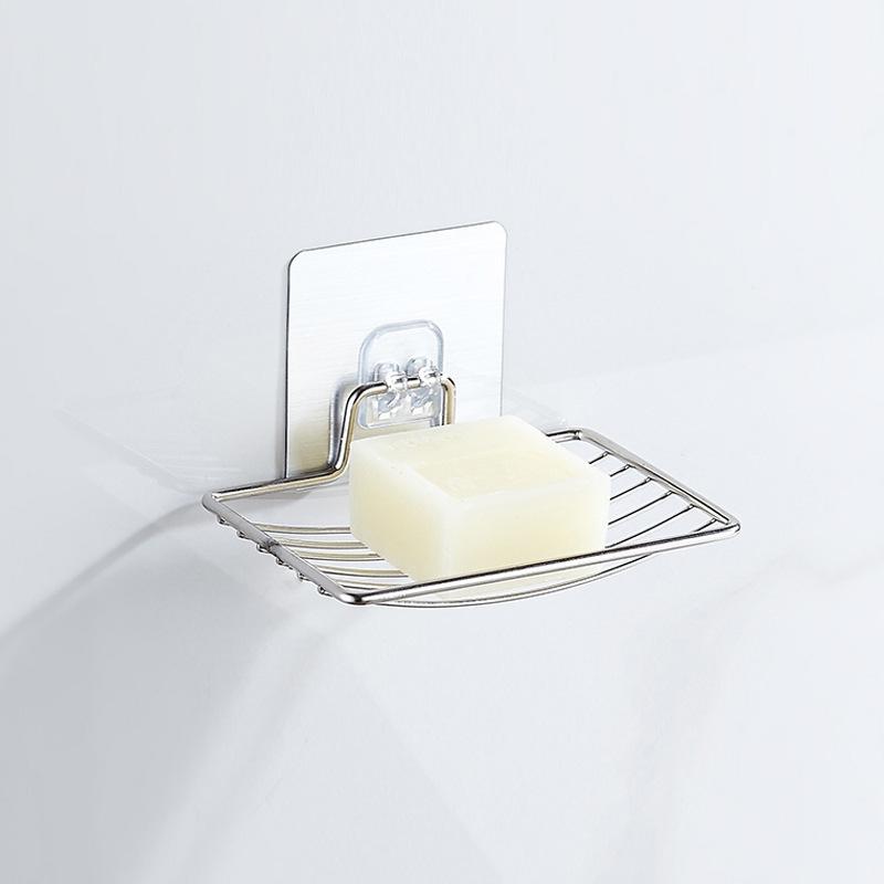 

4/1 шт. Подставка для мыла из нержавеющей стали, без перфорации, без гвоздей, однослойная, с дренажем, настенная, на присоске, мыльница, полка в стиле легкой роскоши