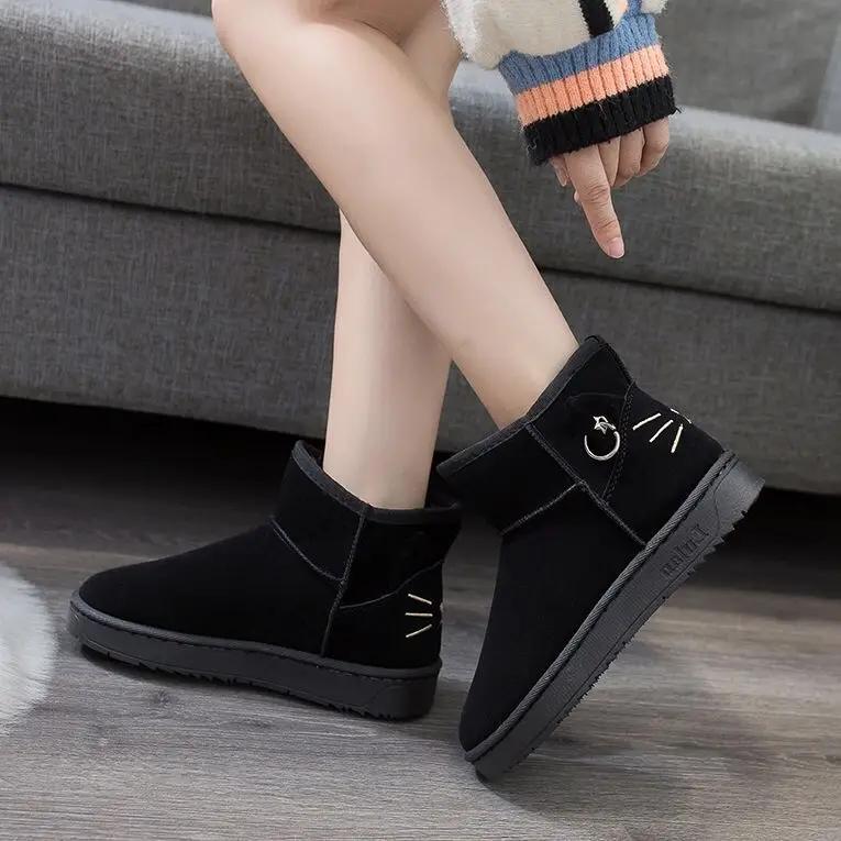 Fashion Furry Snow Boots Woman Flat Warm Female Shoes Elastic Boot Chunky Footwear Shoe Padded on Sale Winter 2024 Booties Platform Hot