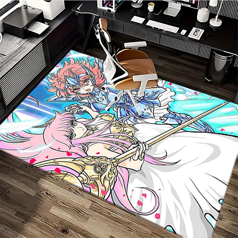 1pc Office Chair Mat - Saint Seiya Athena & Phoenix Ikki Decorative Rug for Home, Office, Living Room, Bedroom, Non-Slip Carpet Suitable for All Seaso