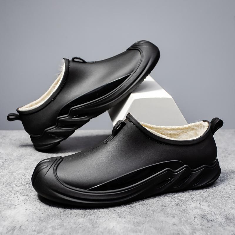 Fashion Low-top Shallow-mouth Men's Rain Shoes Men's One-pedal Water Shoes Rubber Shoes Rainy Day Versatile Men's Wading Shoes