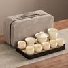 High-end Huang Ru Kiln Travel Kung Fu Tea Set Household Portable Cover Bowl Teacup Teapot Light Luxury Business Gifts