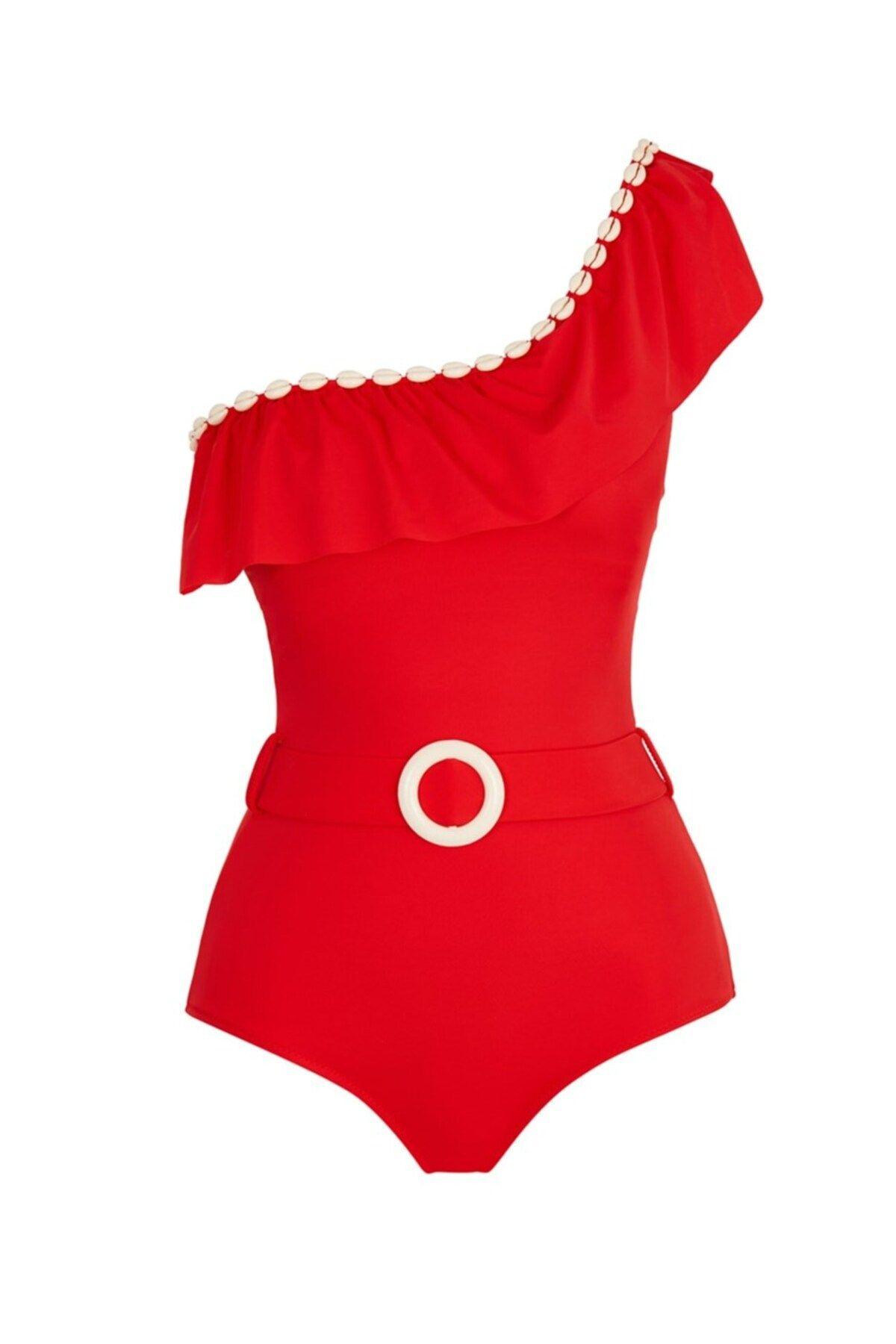 

Women s Fashion New Swimsuit One Shoulder Seashell Belted Swimsuit Slr 306