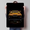 Sports Car GTR R Yellow Poster Customized Vintage Metal Signs Wall Art Retro Tin Plaque for Garage Gaming Room Decoration Home