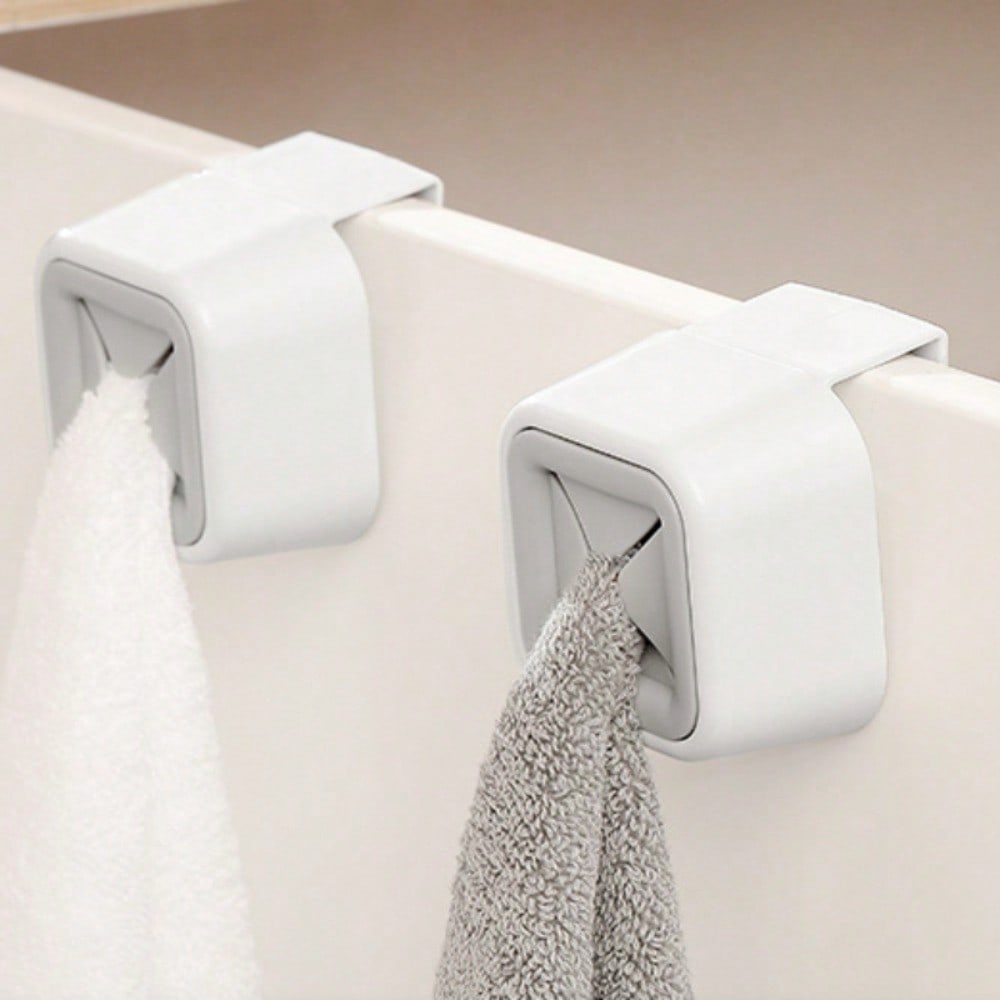 Towel Holders With Clips, Easy To Install Hand Towel Hooks For Cabinets And Walls - Durable Adhesive, No Drilling Required For Storage Racks