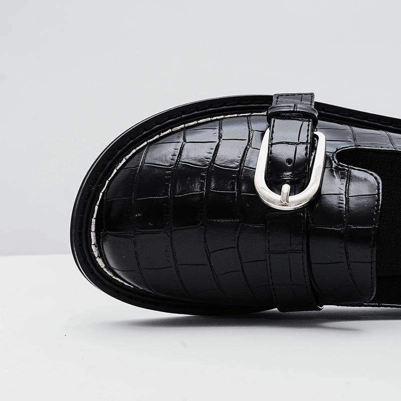 Women's Pointed-Toe PU Hollow Out Ankle Buckle Low Flat Heels Shoes Comforty Loafers