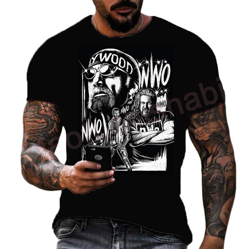 Summer Men's Printing Famous Wrestling Competition T-shirt Children's Street Round Neck Sports Large Top