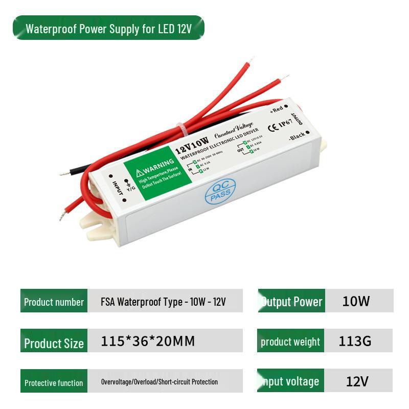 

LED Waterproof Power Supply 12V Switchable Outdoor Transformer for LED Strips