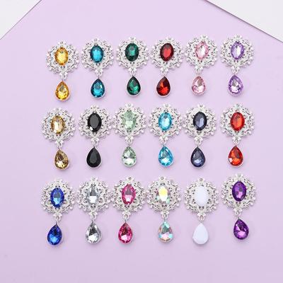 Sparkling Crystal Faceplate Water Droplets Alloy Rhinestone Sewing Button Pendant Scrapbooking