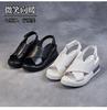 Soft Leather Wedge Sandals Female 2025 Summer New High-heeled Open-toed Fairy Style Versatile Platform Muffin Cross Sandals