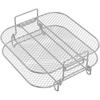 2 Peças Grade Quadrada para Air Fryer 8 polegadas Aço Inoxidável Grade Desidratadora Empilhável Grades para Air Fryer Quadradas Resistentes ao Calor Air