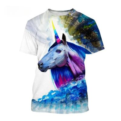 Fashion Unicorn 3D Printing T-shirt Novelty Rainbow Unicorn Men Women Short Sleeved Fancy Casual Beautiful T-shirt