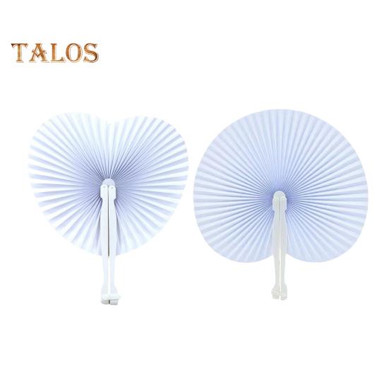 5 sztuk Love Heart składany wentylator biały papier DIY przenośny letni ręczny okrągły wentylator taniec wydajność zdjęcie rekwizyty ślub walentynki