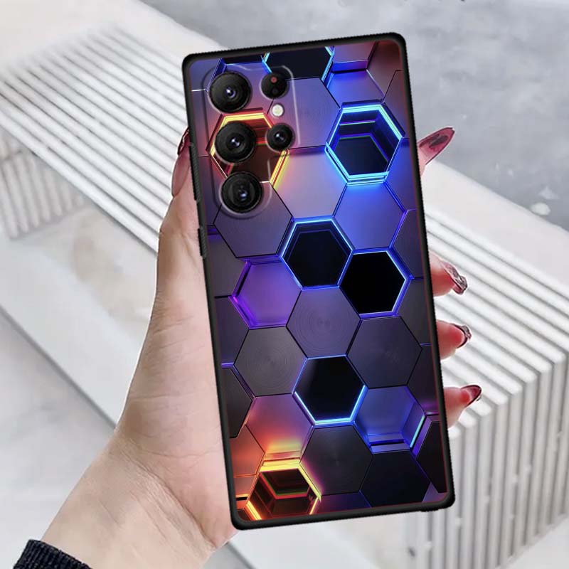 Creative metal style pattern Phone Case For Samsung Galaxy S26 S25 S24 S23 S22 S21 S20 Ultra Plus FE 5G Black Soft TPU