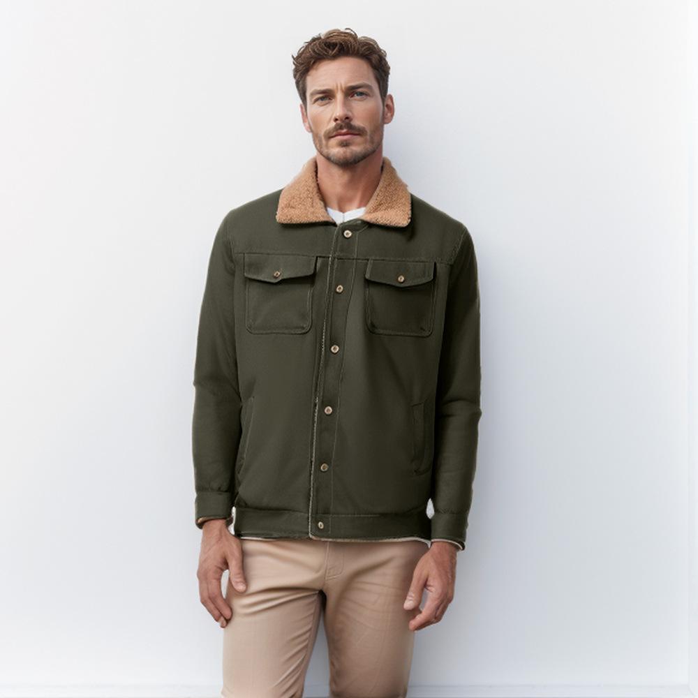 Autumn and Winter Men's Jacket Fleece Cotton Casual Jacket Men's Jacket