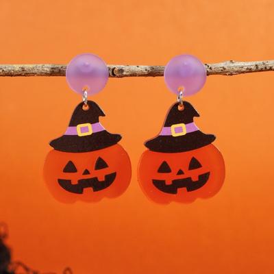 Halloween Diablo Acetate Sheet Earrings Combination, Skull Claw Pumpkin Festival Set Earrings