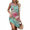 Women's Summer V-neck Casual Beach Vacation Style Retro Floral Print Sleeveless Patchwork Dress