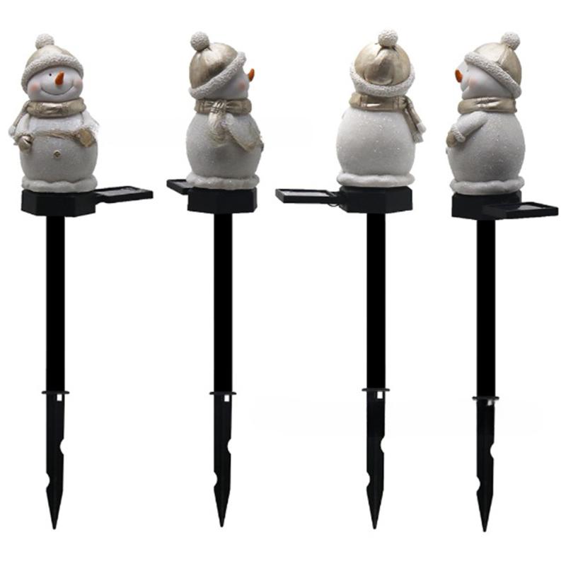 LED Solar Schneemann Landschaftsleuchte Weihnachten Harz Lichtsteuerung Induktionslampe für Außengarten