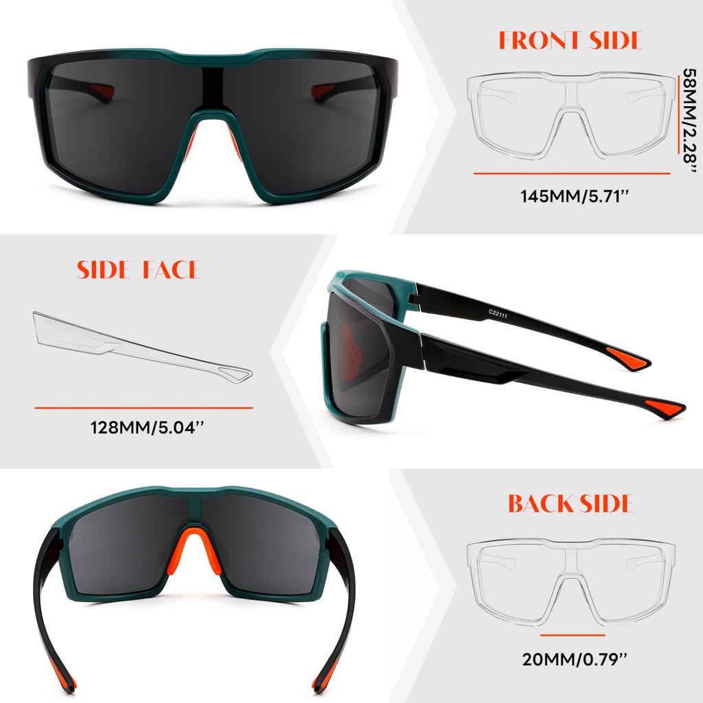 Feisedy Sunglasses, Sports Sunglasses for Men and Women, UV400 Protection, UV Protection, for Driving, Sports, Cycling, Fishing, Running, etc. (B0034)