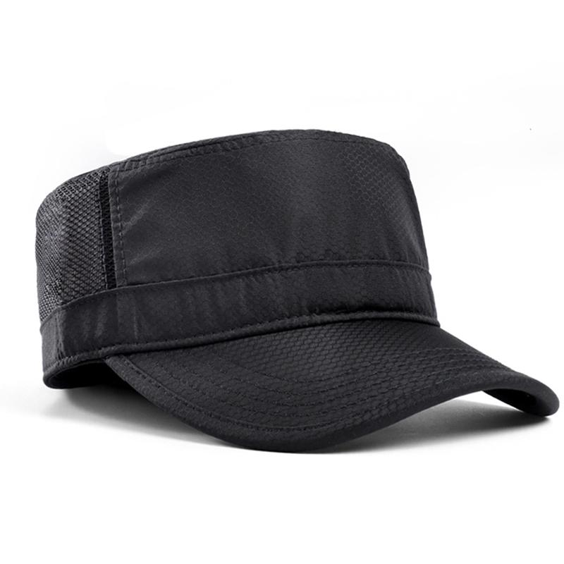Casquettes militaires à séchage rapide pour hommes, casquettes de baseball à dessus plat d'été pour femmes, casquette de soleil d'extérieur en maille respirante, casquette militaire