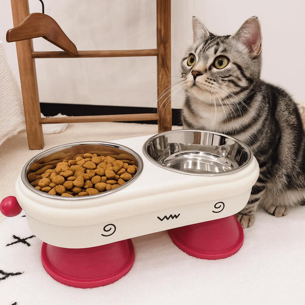 High-Stand Cat Bowl Anti Slip Detachable Dog Food Feeding Basin Large Capacity Anti Tipping Pet Drinking Feeder Kitten Puppy