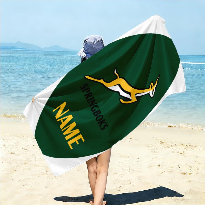 Personalized Springboks Rugby Team Beach Towel Microfiber Beach Towel Thin Absorbent for Beach Swimming Yoga Bath Sports. 0910177