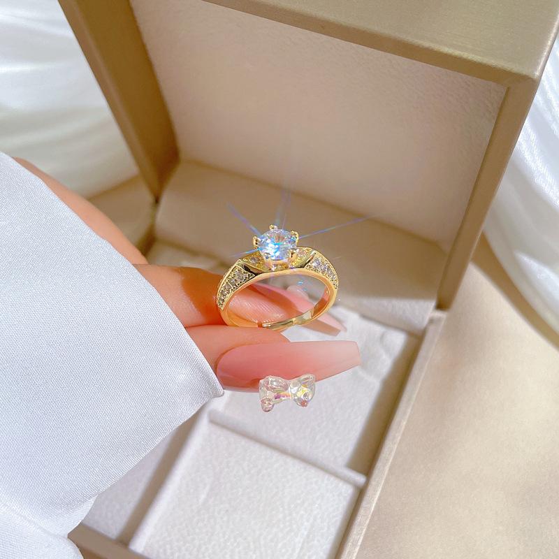 Real Gold Eight Hearts Eight Arrows Full Of Diamonds Ring Opening Adjustable Simple Jewelry Japanese Ring Couple Ring