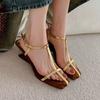 Sexy Women Heeled Sandals Square Toe High Heels Shoes Woman Slingback 2025 Trend Summer Elegant Pumps Dress Shallow Sandalias