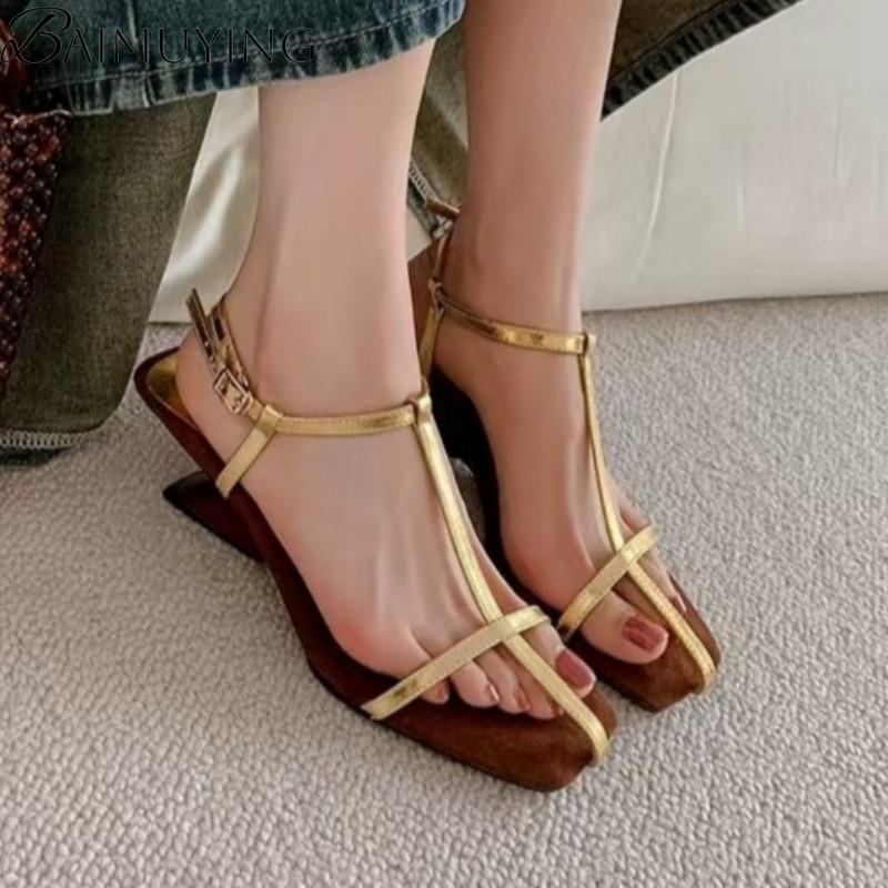 Fashion Sexy Women Heeled Sandals Square Toe High Heels Shoes Woman Slingback 2025 Trend Summer Elegant Pumps Dress Shallow Sandalias