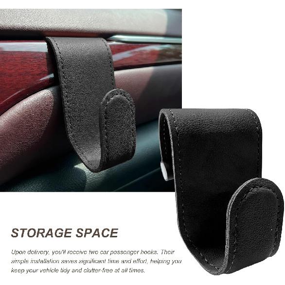 2 PCS Co-Pilot Glovebox Hooks, Anti-Scratch Microfiber Leather Vehicle Glove Box Hanging Hooks, Universal Auto Glovebox Storage Hangers for Handbags