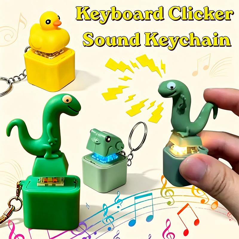 Fidget Keychain Clicker Keychain Frog Keychain Sound Keyring Stress Relief Toy Rechargeable Toy Keyboard Fidget Duck Keychain