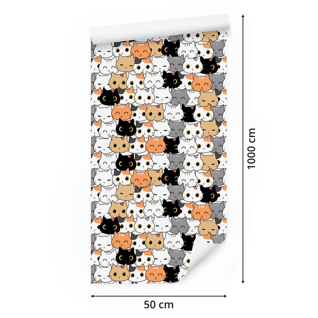 Wallpaper Little Colorful Kittens for Living Room and Bedroom 50x1000