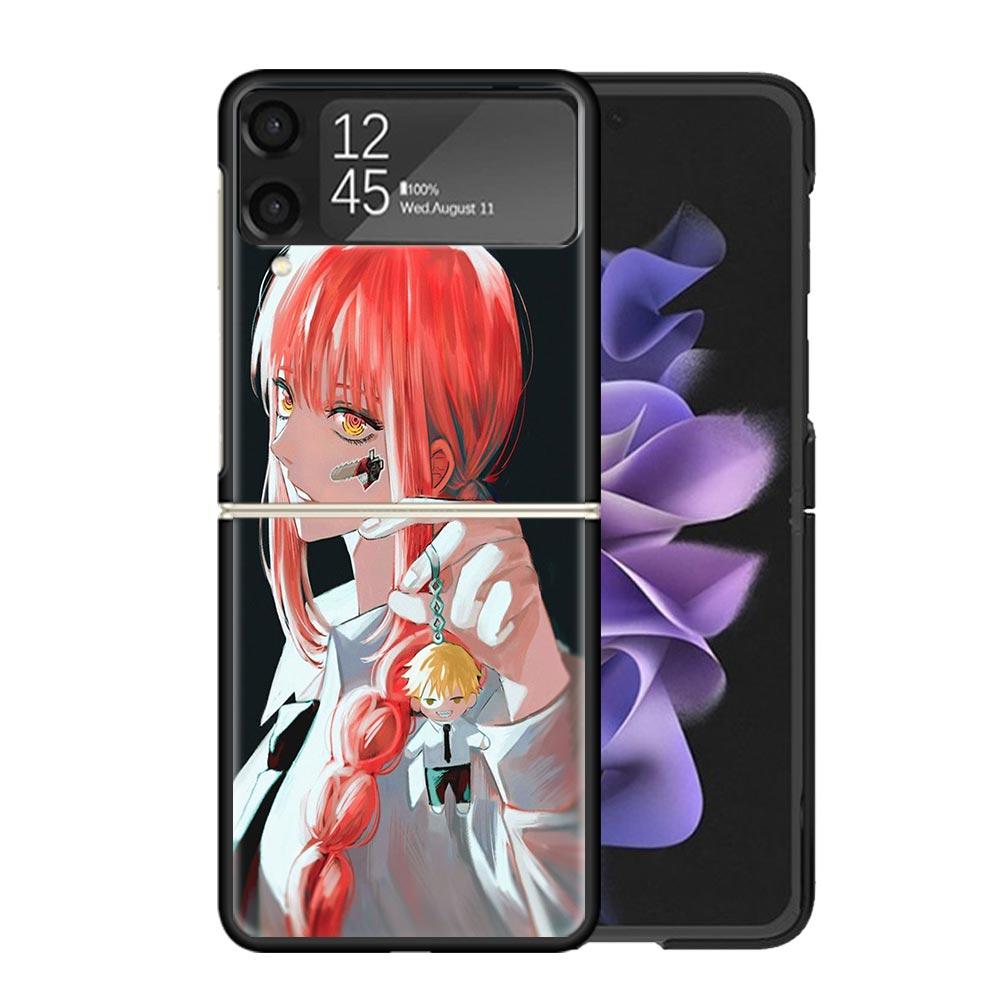 Power Makima Chainsaw Clear Phone Case For Samsung Z Flip 7 6 5 4 3 Galaxy ZFlip7 ZFlip6 ZFlip5 ZFlip4 ZFlip3 5G Print Cover Z F