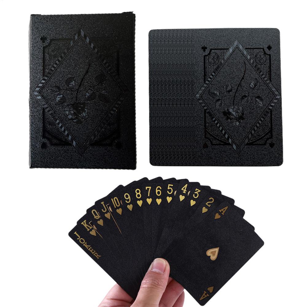 

Black Foil Poker Set of 54 Waterproof Poker Cards with Clear Printing Adults Interative Toys for Family Interaction Party Games