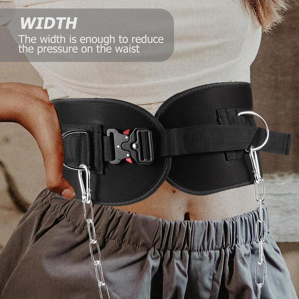 Pull-up & Weightlifting Waist Support Belt with Iron Chain for Strength Training