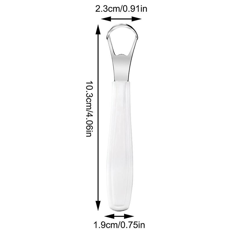 White Small Opening Stainless Steel Tongue Scraper Non-Slip Handle Breath Fresh Tongue Tools Toothbrush Coated Oral Hygiene Care