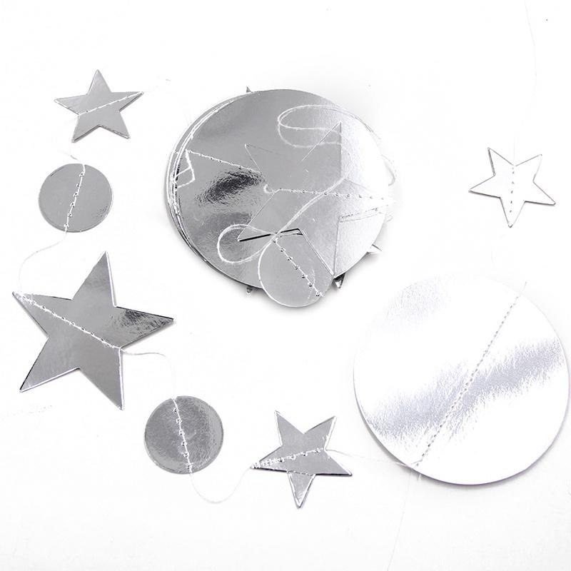 

Muslim Eid Mubarak Islam Banner Moon Star Ramadan Trendy Bunting Hanging Decor Silver 4M