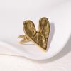 Stainless Steel Pleated Heart Open Ring for Women Men Simple Vintage Geometric Finger Ring Casual Versatile Couple Jewelry Gift