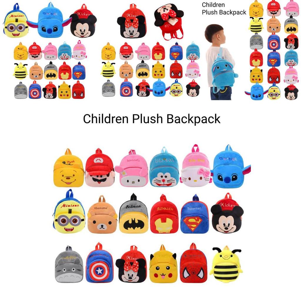 Cute Baby Children Plush Backpack Cartoon Anime Korean Version Kindergarten Early Education Shoulder Bag Anti-theft Shockproof 20*25cm