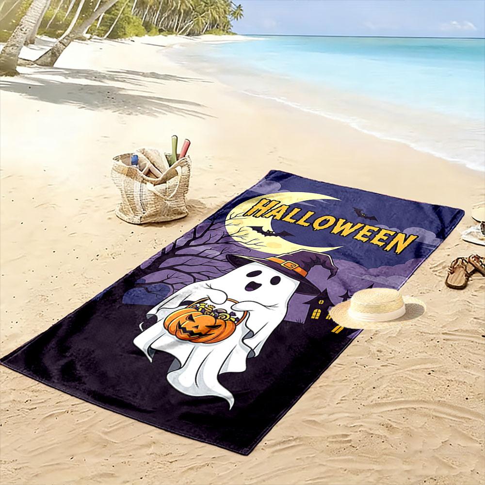 Spooky ghostly Halloween charm Print beach towel, quick drying, suitable for travel, outdoor sports, jogging, the beach and swimming, gift
