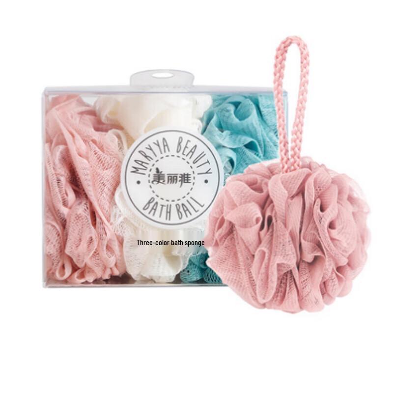 Meiliya 3-Color Soft Bath Sponges (3-Pack)