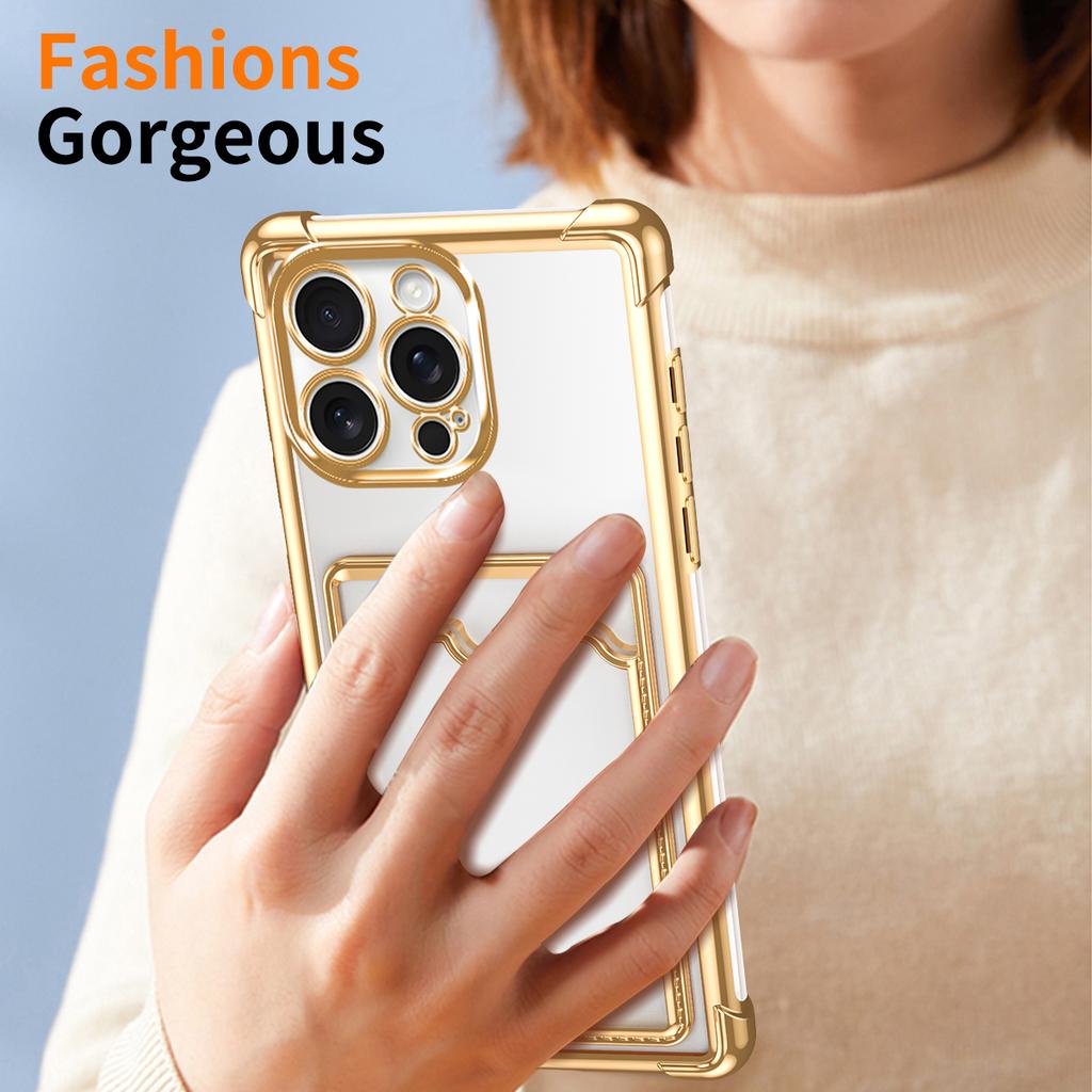 Miękkie przezroczyste etui z miejscem na karty do iPhone 17 16 15 14 13 12 mini 11 Pro X XR Xs Max 7 8 Plus 16e Odporne na wstrząsy etui